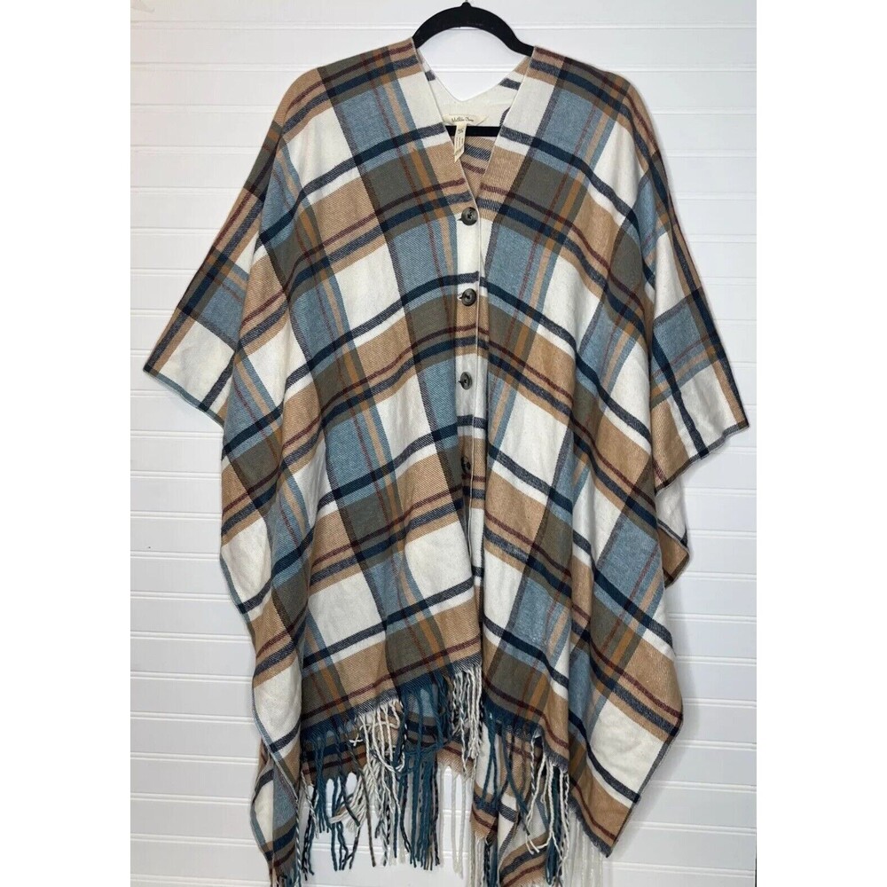 Matilda Jane Just Imagine Paige Plaid Fringe Scarf Wrap Shawl One Size EUC